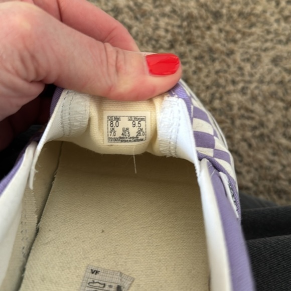 Purple and white checkered vans women’s 9.5 - Picture 3 of 5